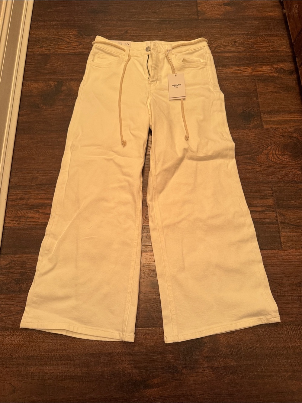 Velvet Cream Wide-Leg Drawstring Pants